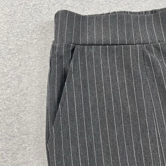 Noisy May Pants Womens XL Gray Pinstripe High Waist Pull On Split Hem Trousers - Picture 7 of 16